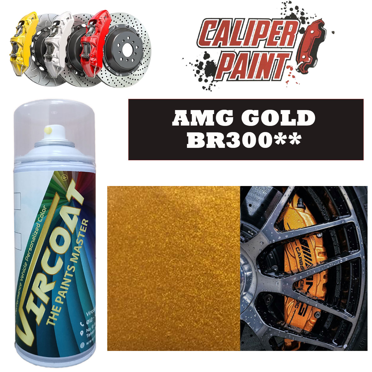 Vircoat Brake Caliper Paint Aerosol Spray /Aikka AMG Gold BR300/Cat